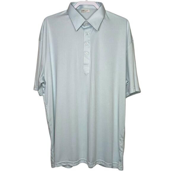 Collars & Co Polo Shirt Mens 2XL Blue Golf Preppy Stretch Point Dress Collar NEW